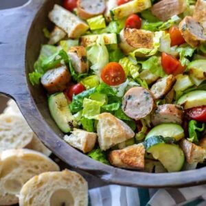 best healthy meal for students- Panzanella Salad with Chicken Sausage